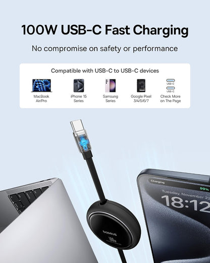 Baseus USBC to USBC Cable, 100W Retractable USB C 5A Fast Charging Cable PD3.1 140W USB C Charger, PPS Fast Charger Type C, Fast Charging Block