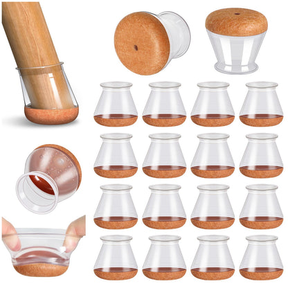 Square Chair Leg Floor Protectors, 16 Pcs, Large Clear