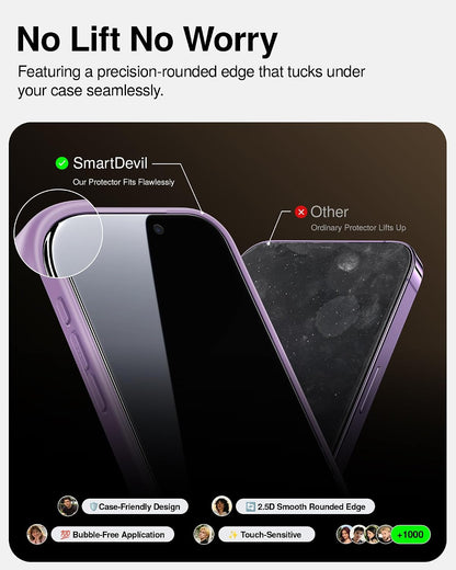 SMARTDEVIL 2 Pack Tempered Glass for iPhone 15 Pro Screen Protector