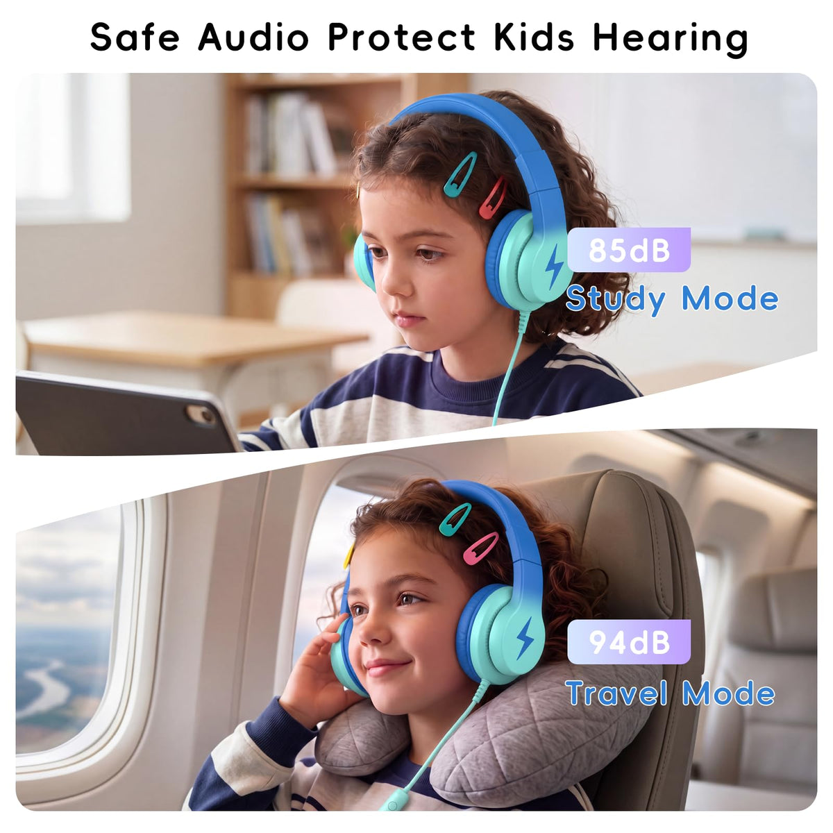 Candy Bila Wired Kids Headphones for School, Over-Ear for Boys Girls