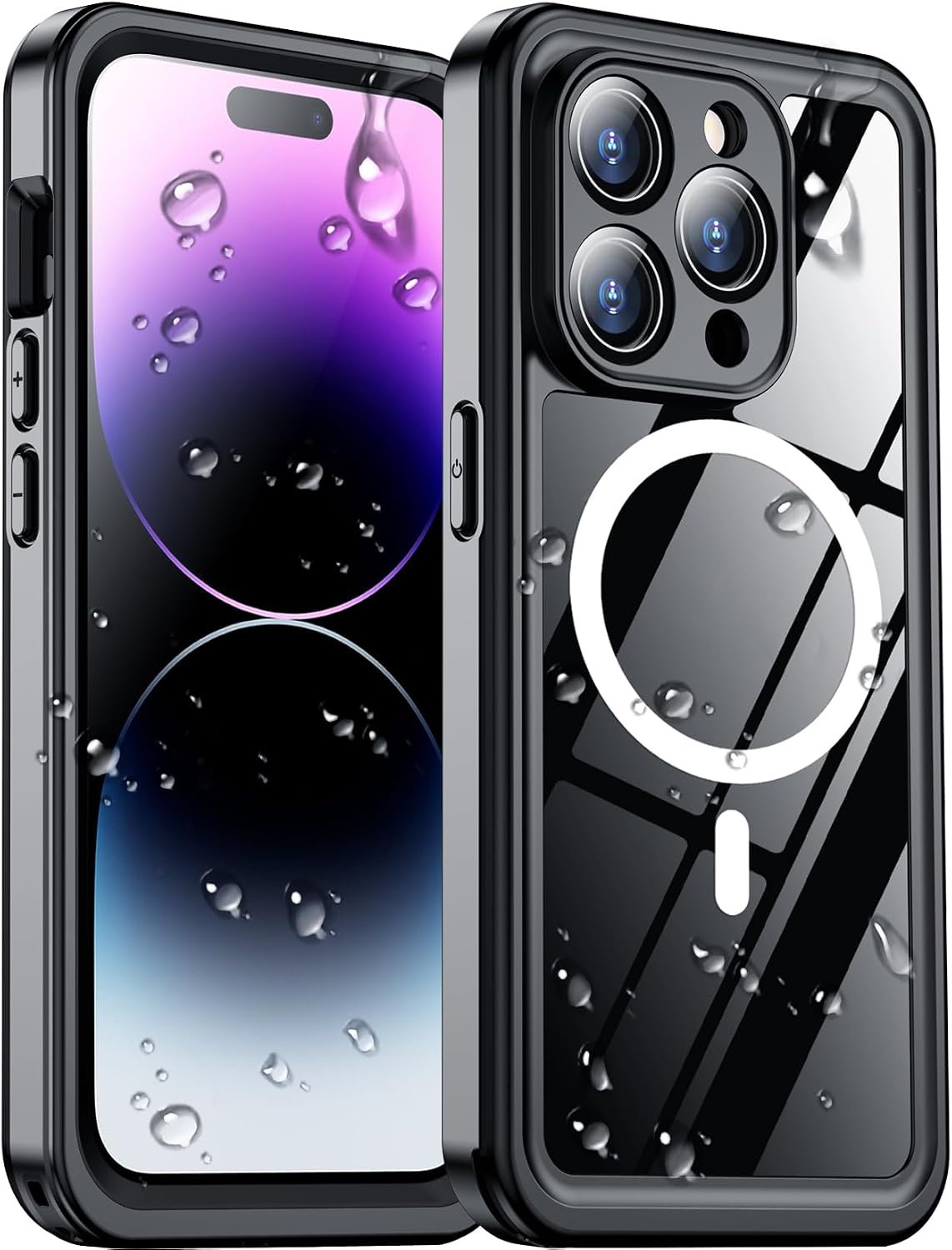 Temdan Compatible with iPhone 17 Pro Case,Waterproof Built-in Screen & Camera Protector IP68 Underwater Full Body 17FT Military Dropproof Shockproof Phone Case 6.3"-Blue/Clear