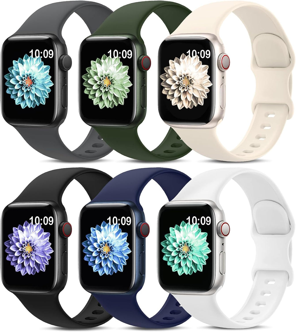 6 Pack Sport Silicone Bands Compatible with Apple Watch Band for Women Men