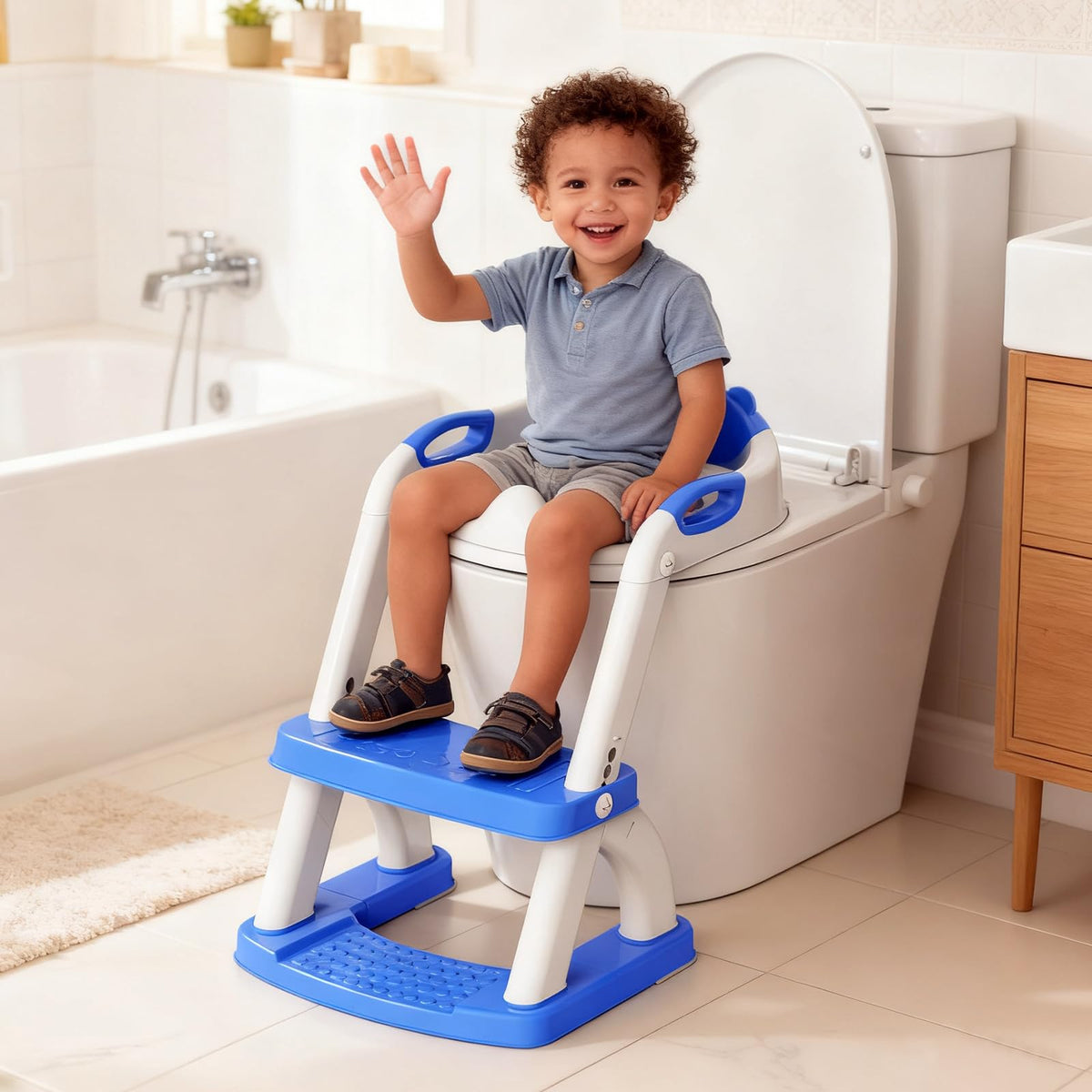 Potty Training Toilet for Toddlers, 2-in-1 Potty Training seat, Anti-Slip (Chocolate, Bear)