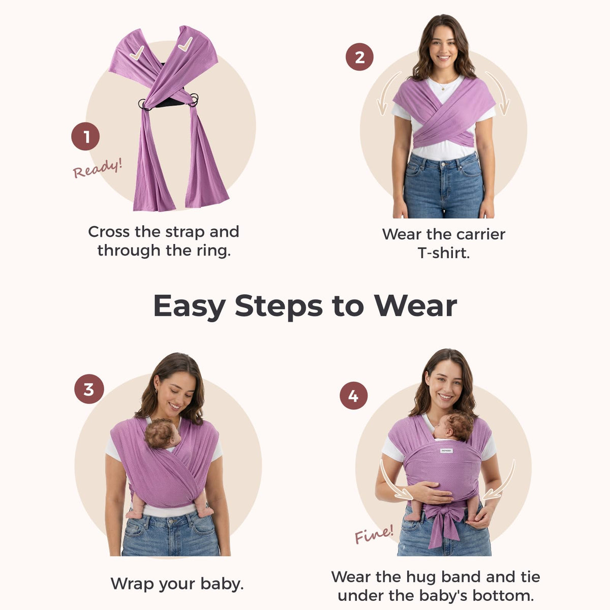 Momcozy Baby Wrap Carrier, Easy-On 2-Piece Design, Newborn to 33 lb