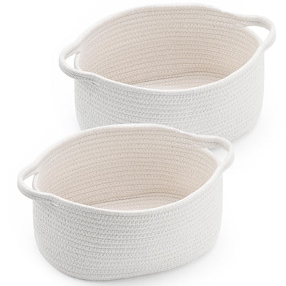 Happyiren Brown Woven Cotton Rope Storage Basket with Lace Trim