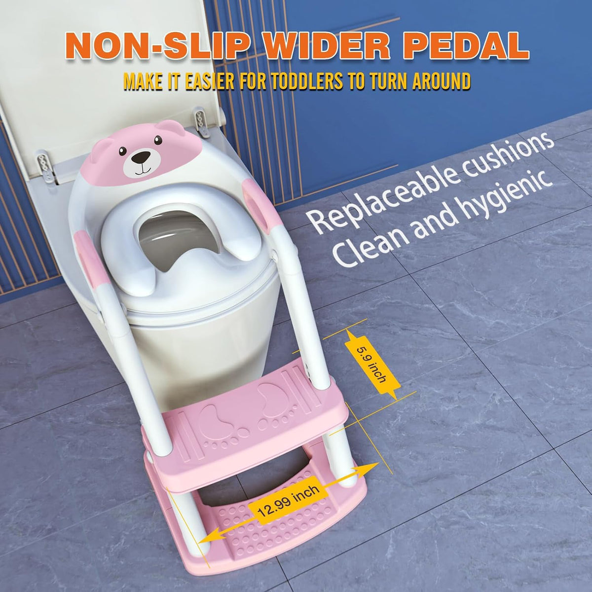 Potty Training Toilet for Toddlers, 2-in-1 Potty Training seat, Anti-Slip (Chocolate, Bear)