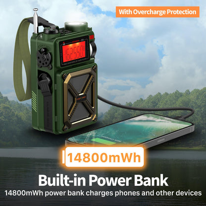 FosPower NOAA Emergency Weather Radio D8 37000mWh Portable Power Bank, AM/FM, USB/Solar/Hand Crank Charging, SOS Alarm & Flashlight for Indoor/Outdoor Emergency - Orange