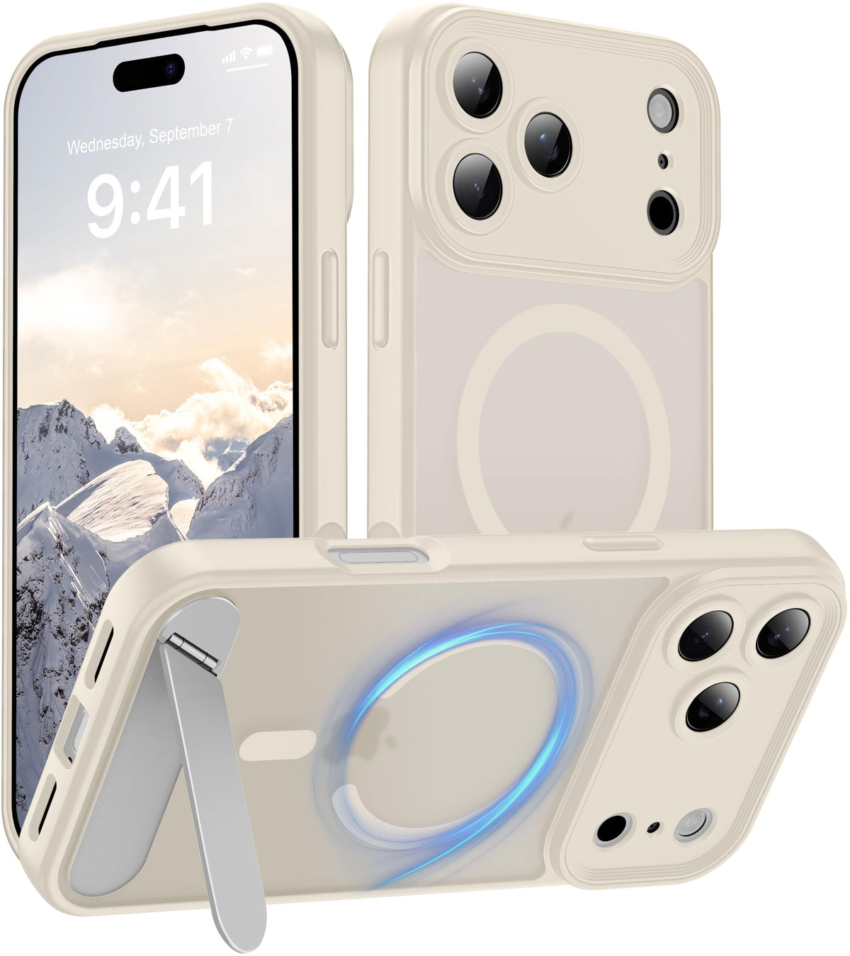 Magnetic Compatible with iPhone 16 Case, [Built-in Kickstand][Full Camera Protection][Compatible with MagSafe][Anti-Fingerprint] Shockproof Phone Case for iPhone 16 6.1",Brown