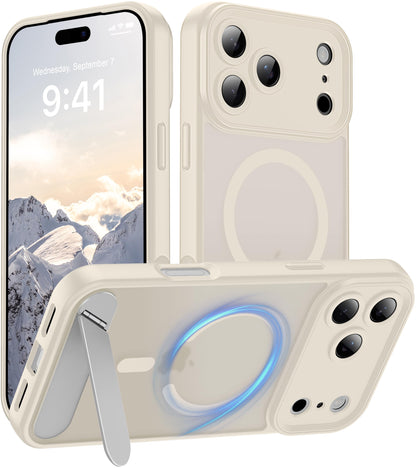 Magnetic Compatible with iPhone 16 Case, [Built-in Kickstand][Full Camera Protection][Compatible with MagSafe][Anti-Fingerprint] Shockproof Phone Case for iPhone 16 6.1",Brown