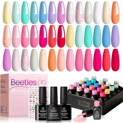Beetles Gel Nail Polish Kit with U V Light - 80Pcs 55 Colors Gel Nail Kit