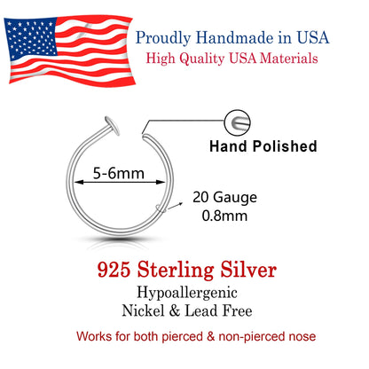 Small Thin Gold Nose Ring Hoop for Women, 20G/22G/24G, 5mm/6mm/7mm/8mm