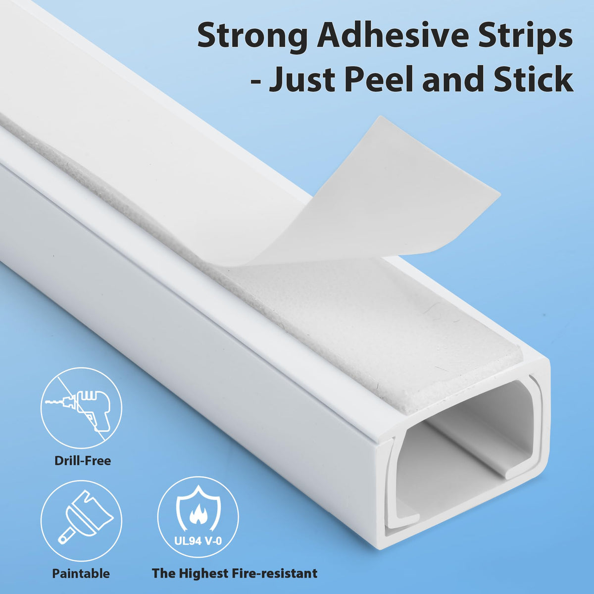 ZhiYo 85" Cord Cover for 1 Wire, Mini White Cord Hider Wall, 0.5"W x 0.3"H
