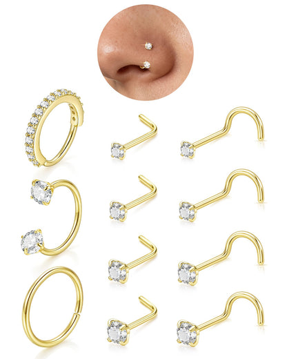 Horseshoe Nose Ring Studs Gold Silver Nose Piercing Jewelry for Women Men