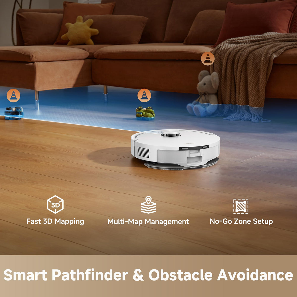 dreame D20 Pro Plus Robot Vacuum and Mop, Detangling DuoBrush for Pet Hair