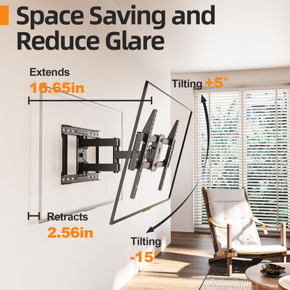 55 65 75 85 inch Tilting TV Wall Mount for 32-90 '' TVs, Low Profile TV Mount Bracket, Safe Lock & Quick Release,Max VESA 600x400mm, 24 inch Studs,132 lbs, Fit Most 55+ 75+ 85+ 86 TVs