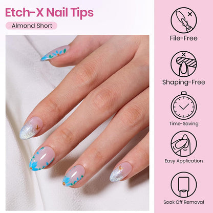 Beetles Soft Gel Nail Kit Almond Short 288pcs 12 Sizes Nail Tips with Glue