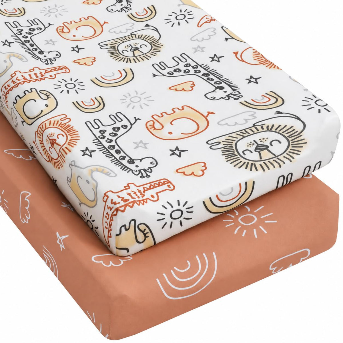 Yoofoss 2-Pack Baby Crib Sheets for Boys Girls 52x28 (Green+Leaf)