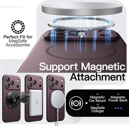 JETech Magnetic Slim Case for iPhone 18 Pro, Dark Cherry
