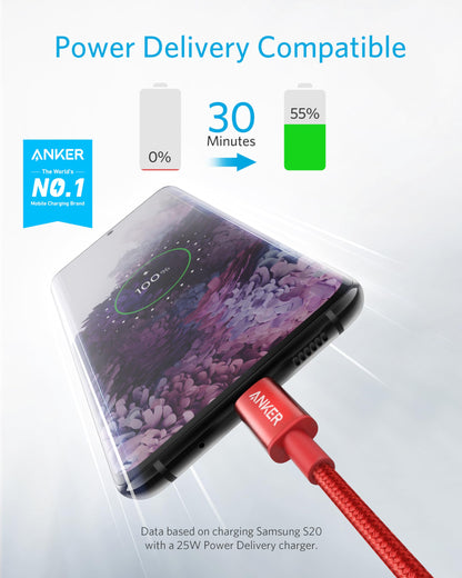 Anker USB C to USB C Cable, 60W Fast Charging Cable (2-Pack, 6 ft, Black)
