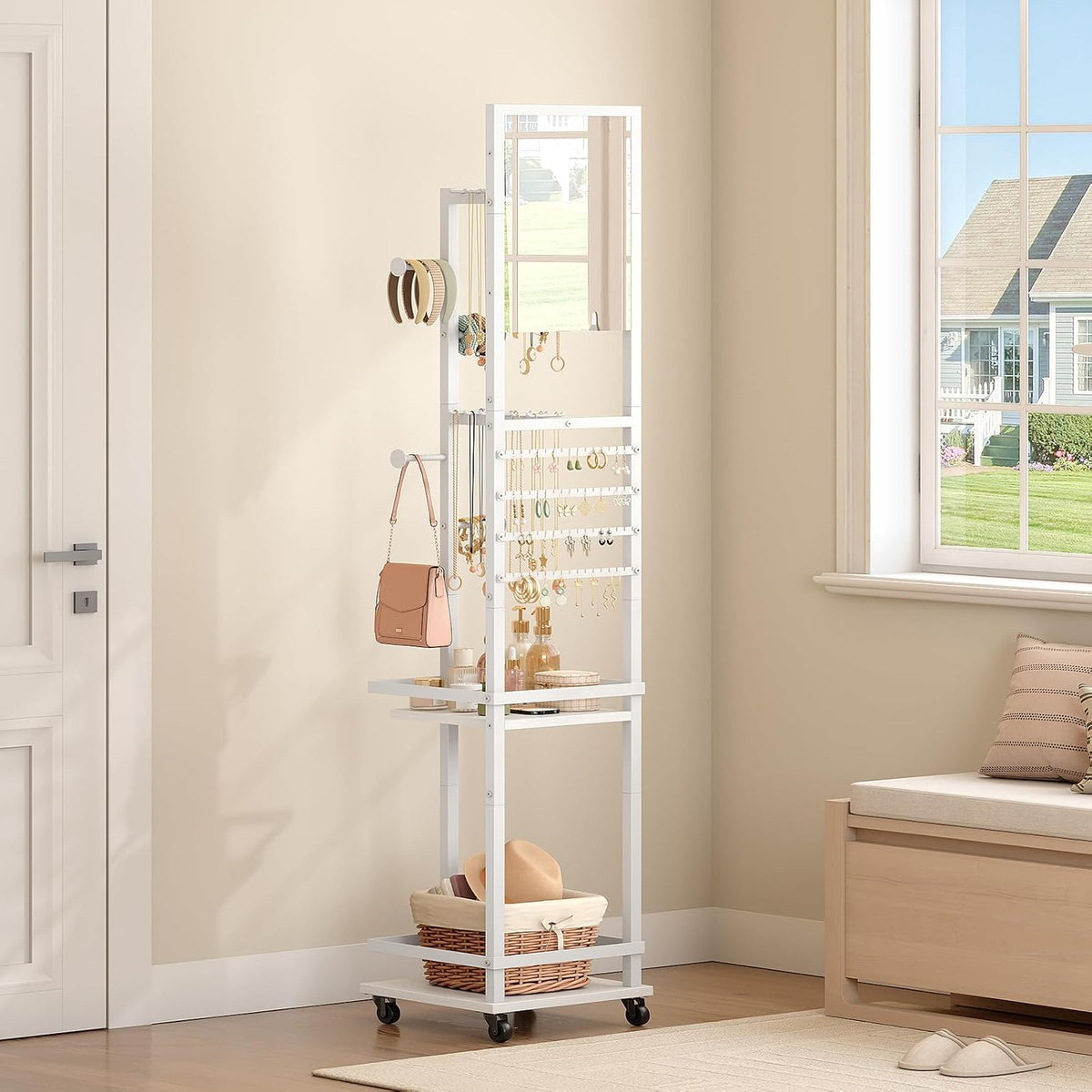 HOOBRO Jewelry Organizer Stand, 360° Swivel Jewelry Storage Organizer