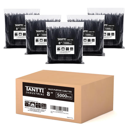 Zip Ties 4 inch (200 Pack), Small Zip Ties with 18 lb Tensile Strength, Black, by Tantti Supply