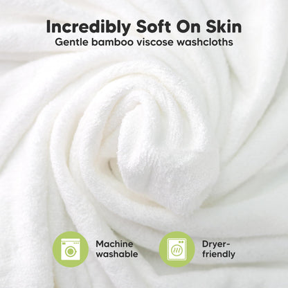 6-Pack Baby Washcloths, Soft Absorbent Washcloths for Face, Body (White)