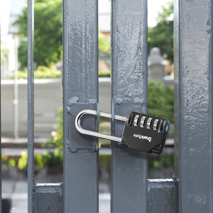 SharkByte Heavy Duty Combination Padlock – 4-Digit Weatherproof Outdoor Lock with Stainless Steel Shackle, Anti-Rust Resettable Code for Gym, School, Locker, Shed, Toolbox, Gate & Warehouse - Purple