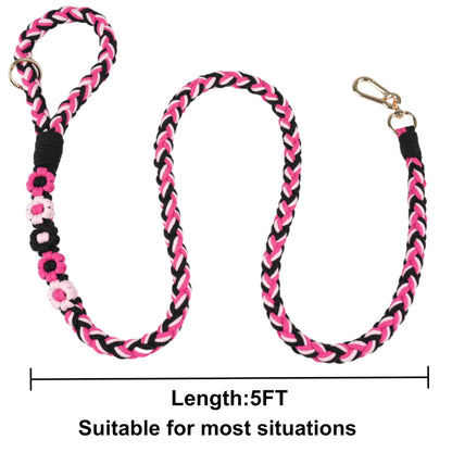5FT Braided Cotton Rope Leash for Small, Medium and Large Dogs, Red & White Twist