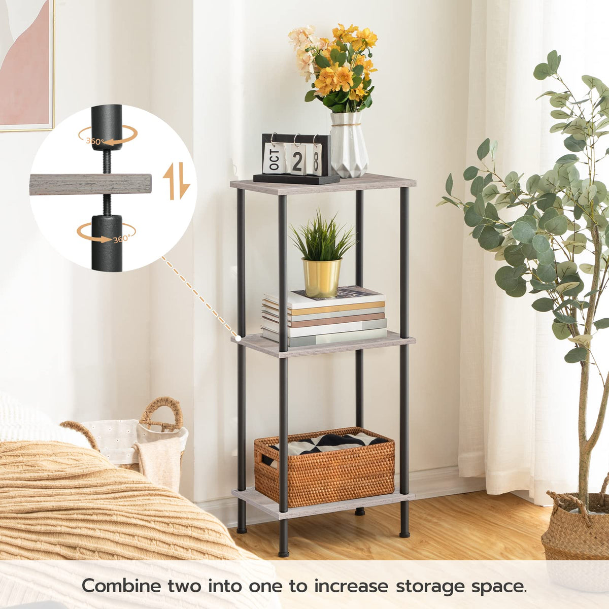 HOOBRO End Table, Small Side Table, Nightstand with 2-Layer Storage Shelves, Sofa Table for Small Spaces, Living Room, Bedroom, Stable Frame, Easy Assembly, Rustic Brown BF09BZ01