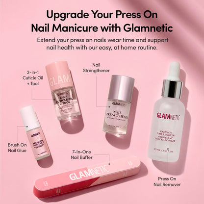 Glamnetic Press On Nails, Short Almond Glossy, Fake Nails 24pc Nail Kit