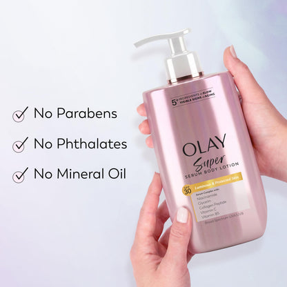 Olay Super Serum Hand & Body Lotion, Luminous & Resilient Skin, 17 fl oz