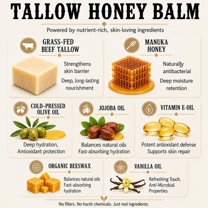 Wrath & Remedy Beef Tallow and Honey Balm, Handcrafted, Unscented, 4 oz