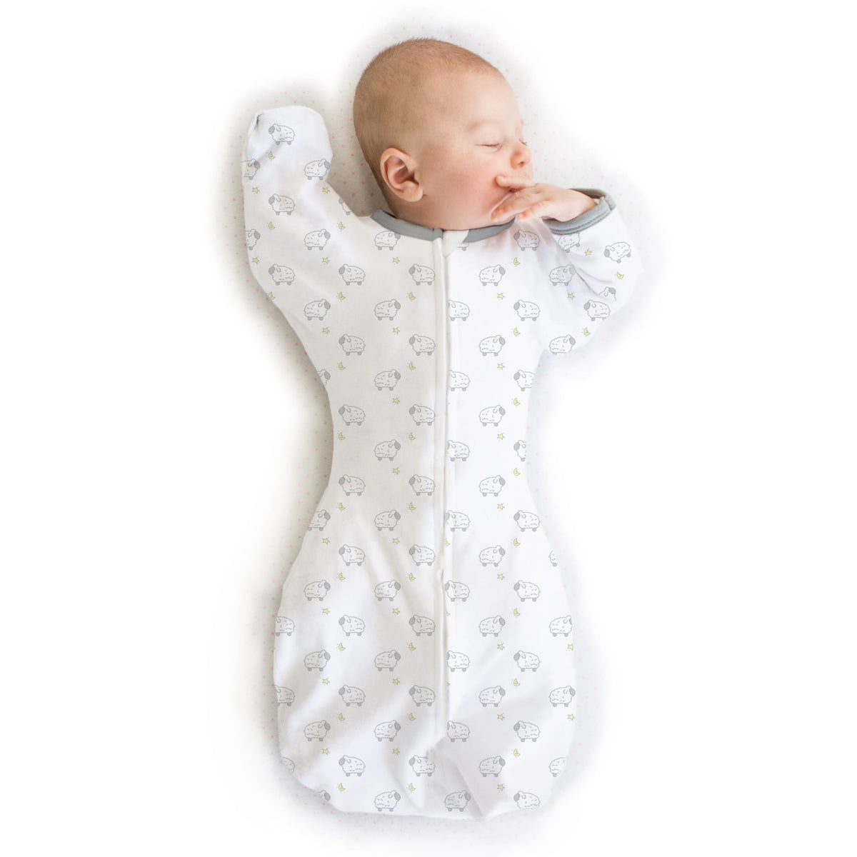 SwaddleDesigns Transitional Swaddle Sack, Cotton, Heathered Gray, 6-9mo