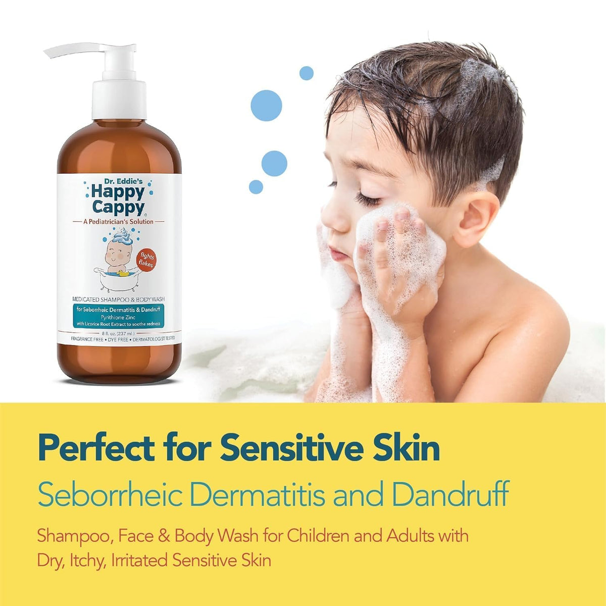 Happy Cappy Medicated Shampoo and Body Wash with Beanie Brush - 2 Pieces