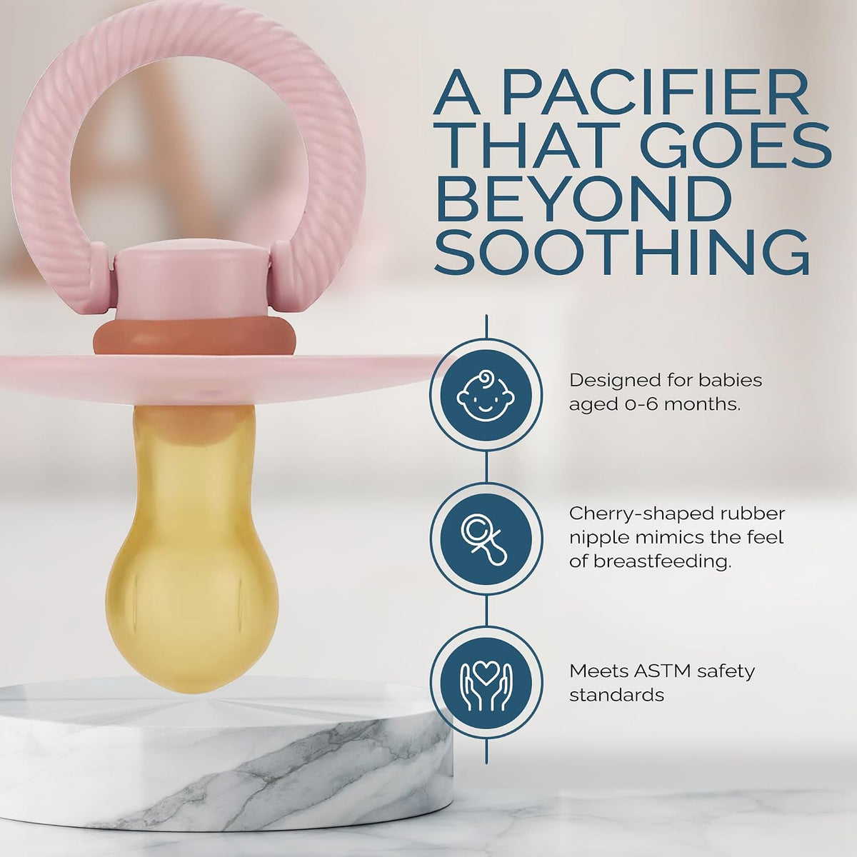 Itzy Ritzy Natural Rubber Pacifiers for 0–6 Mos, Set of 2, Blossom/Rosewood
