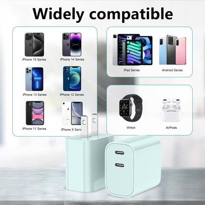 USB C Charger Block 3 Pack, Dual Port 20W Fast Wall Plug
