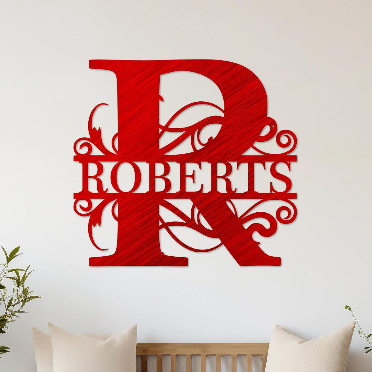 Custom Metal Name Sign | Split Letter Monogram | Outdoor Last Name Sign