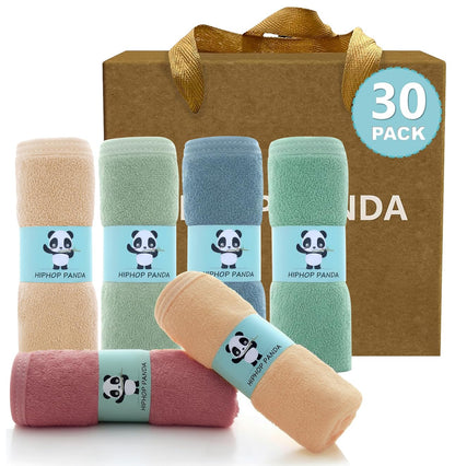 HIPHOP PANDA Soft Baby Washcloths, 2-Layer, 30 Pack Newborn Gift Set