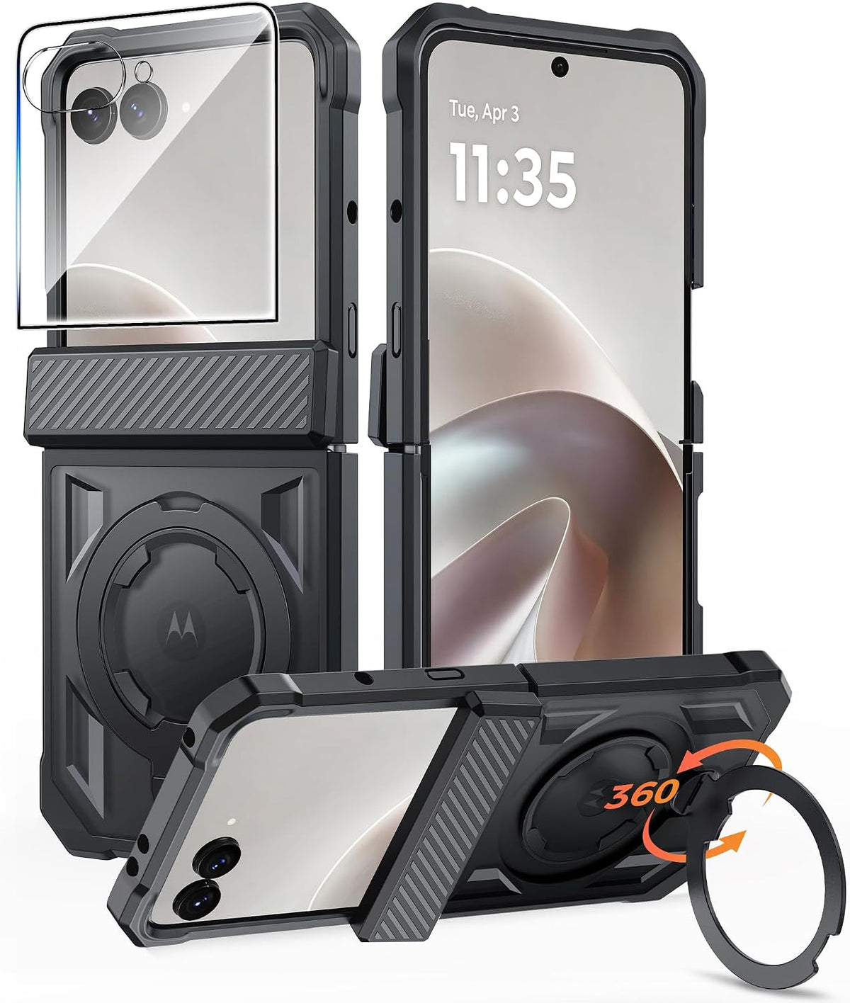 FNTCASE for iPhone 17 Case with 360 Spin Magnetic Stand