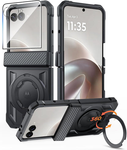 FNTCASE for iPhone 17 Case with 360 Spin Magnetic Stand