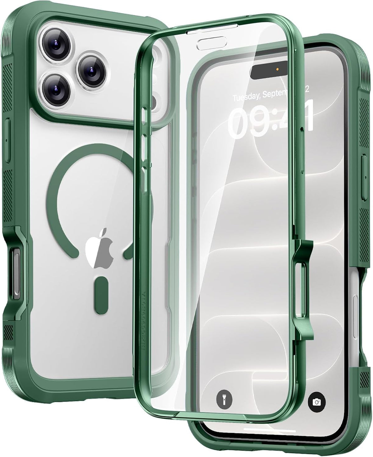 Diaclara Designed for iPhone 15 Plus Case 6.7 Inch, Full-Body Clear Bumper Cases w/Built-in Screen Protector, 360 Protective Rugged Case + Glass Camera Lens Protector,Mint Green