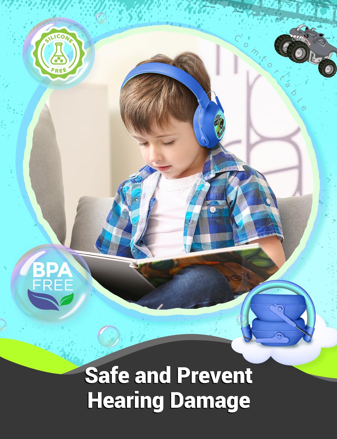iClever EM01 Ear Defenders Children SNR 29dB for Autism&Concentration Aid