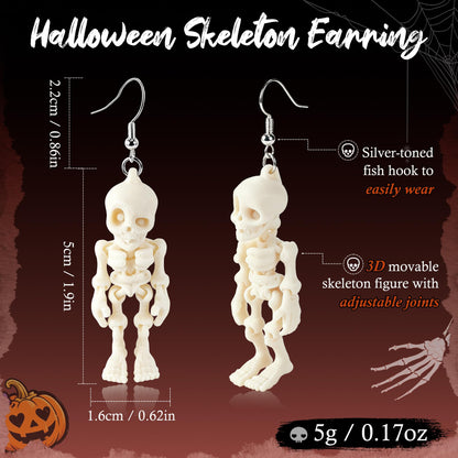 Halloween 3D Skeleton Skull Earrings BOO Ghost Earrings for Women