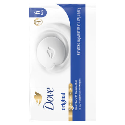 Dove Beauty Bar Soap Original 8 Count for Soft, Smooth Skin, with 1/4 Moisturizing Cream 3.75 oz