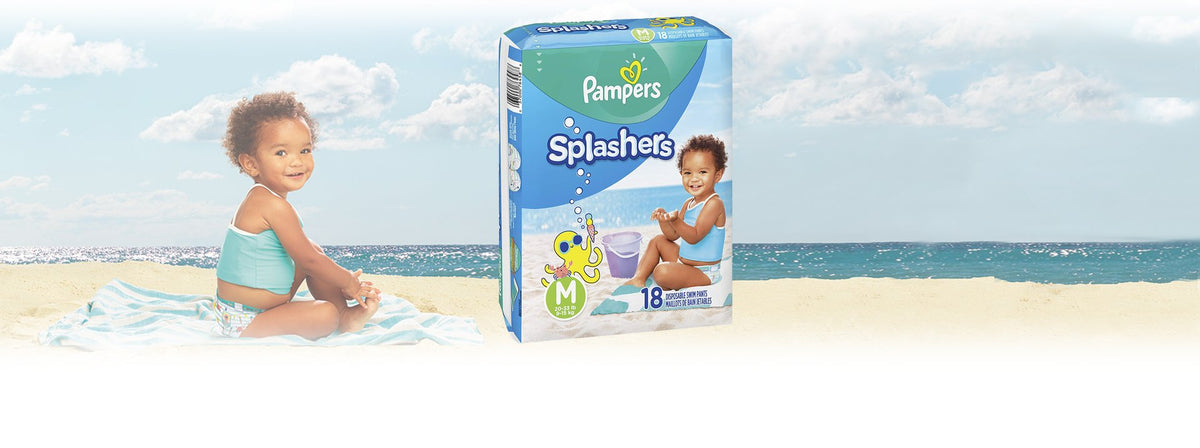 Pampers Splashers Swim Diapers, Size 4, 18 Count, Disposable Swim Diapers, Contains Mess, No Swell