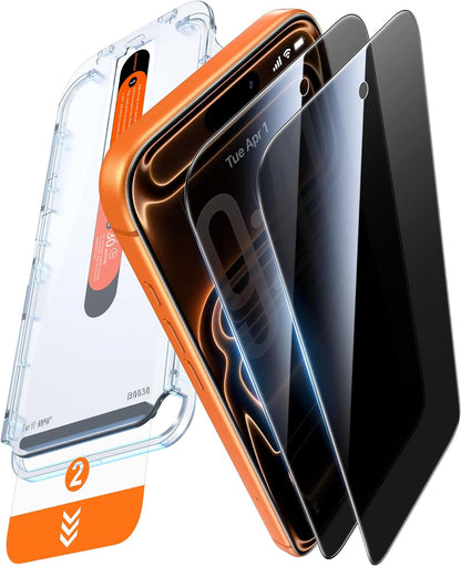 DIMONCOAT Top 9H++ 2 Pack for iPhone 17 Pro Privacy Screen Protector 6.3''
