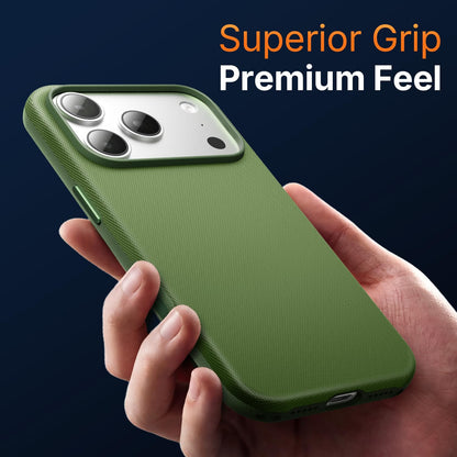 Mkeke for iPhone 17 Pro Max Case Techwoven Green, [Compatible with MagSafe] [Camera Control Cover] [Premium Tech Woven Fabric] [Drop Protection] Shockproof Skin-Friendly