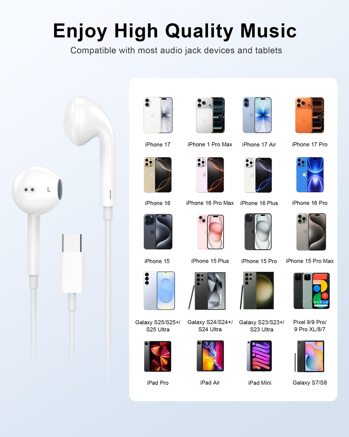 2 Pack Apple MFi Certified Wired Earbuds for iPhone, Lightning Headphones