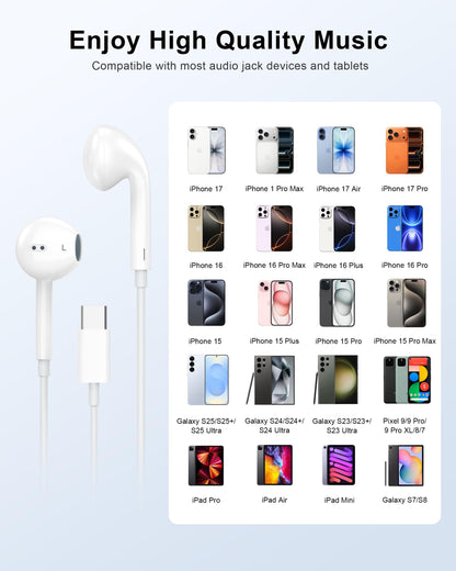 2 Pack Apple MFi Certified Wired Earbuds for iPhone, Lightning Headphones
