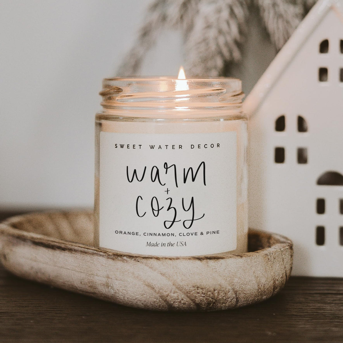 Sweet Water Decor Christmas Candle Gift, Holiday Scented 9oz Clear Jar